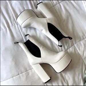 Nastygal Just Running Out White Platform Boots